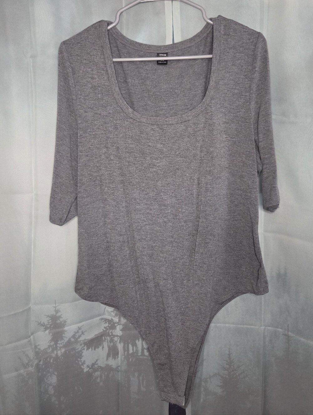 SHEIN Gray Scoop Neck Bodysuit